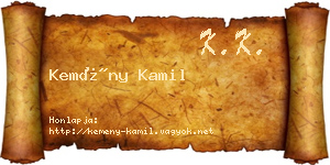 Kemény Kamil névjegykártya